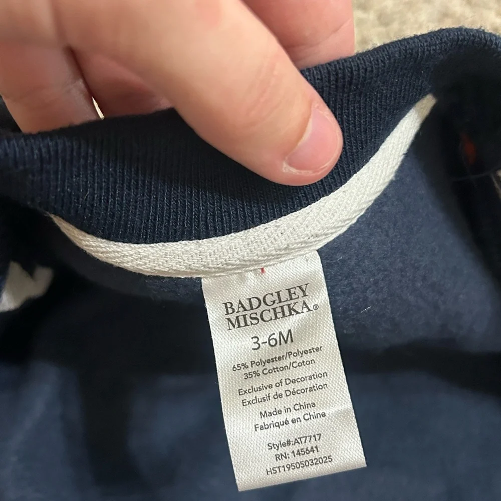 Badgley Mischka Kids Boys Cotton Blend Varsity Navy Jacket Snap Burton Size 3-6M